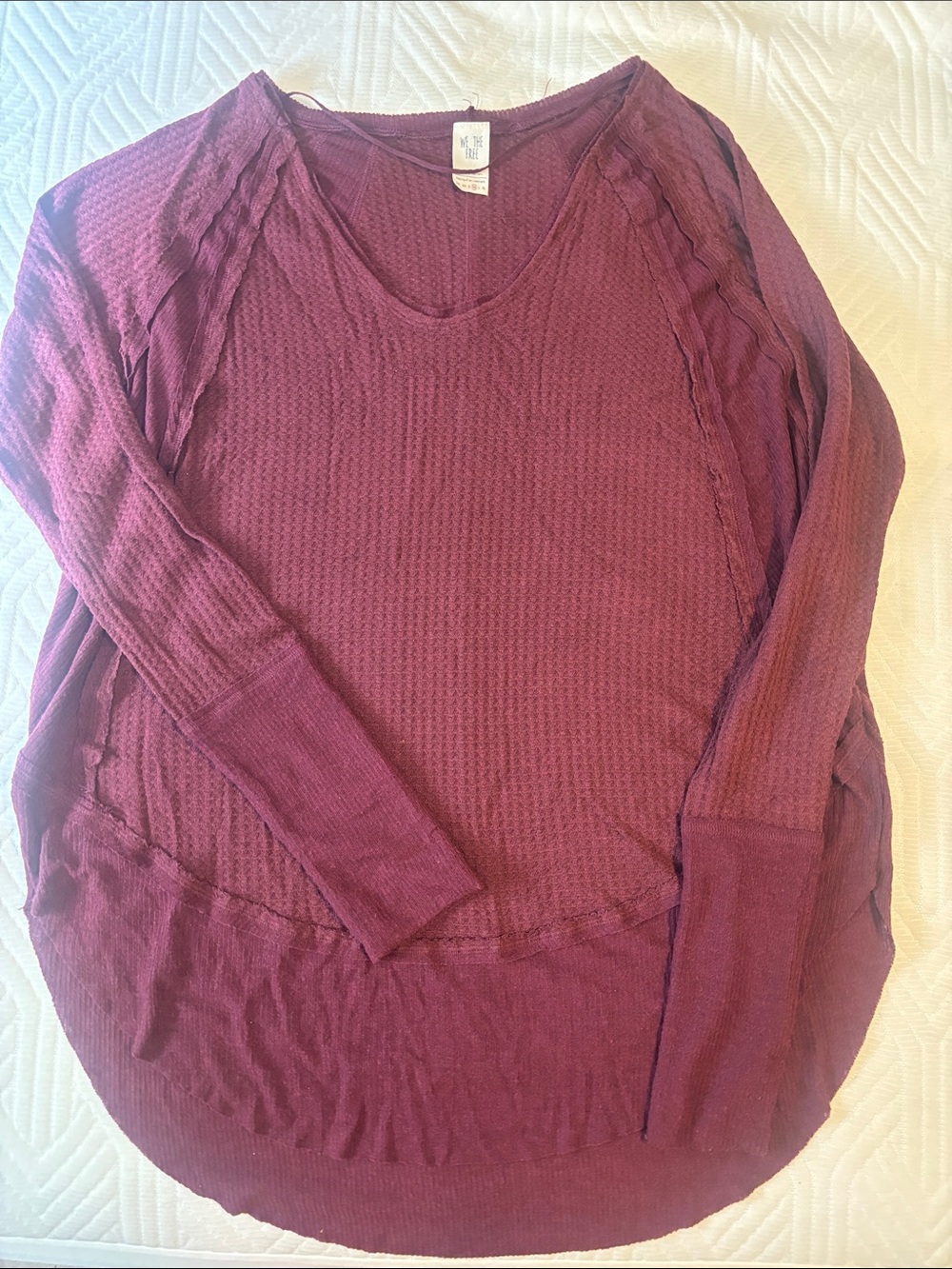 We The Free Long Sleeve Slouchy Top in Burgundy